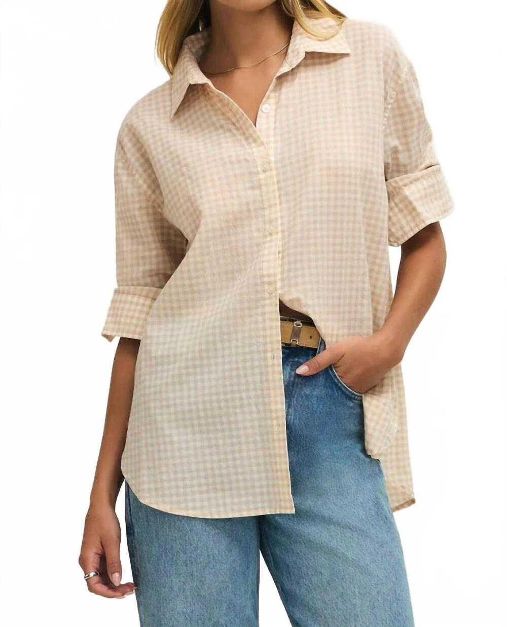 NEW Z SUPPLY seaport button up top in gingham